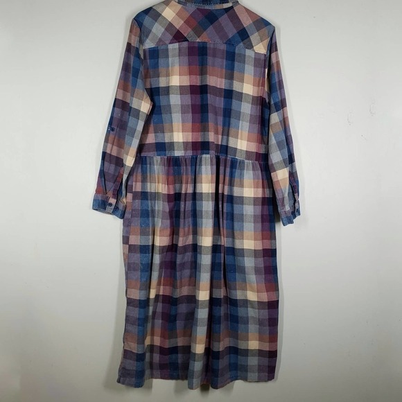 Serengeti Pastel Check Maxi Dress XL Button Front Cottage Core Prairie - Picture 12 of 14